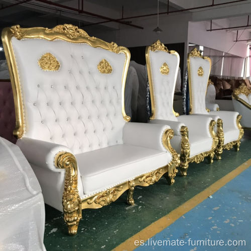 Silla de trono de madera de boda blanca al por mayor